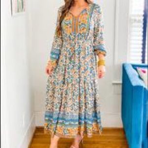 See and be seen blue yellow maxi dress